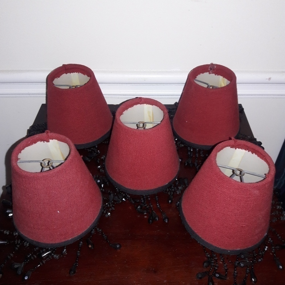 five (5) Red and Black Chandlier Lampshades - Picture 4 of 5